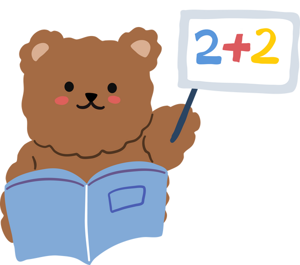 Cute bear teaches math